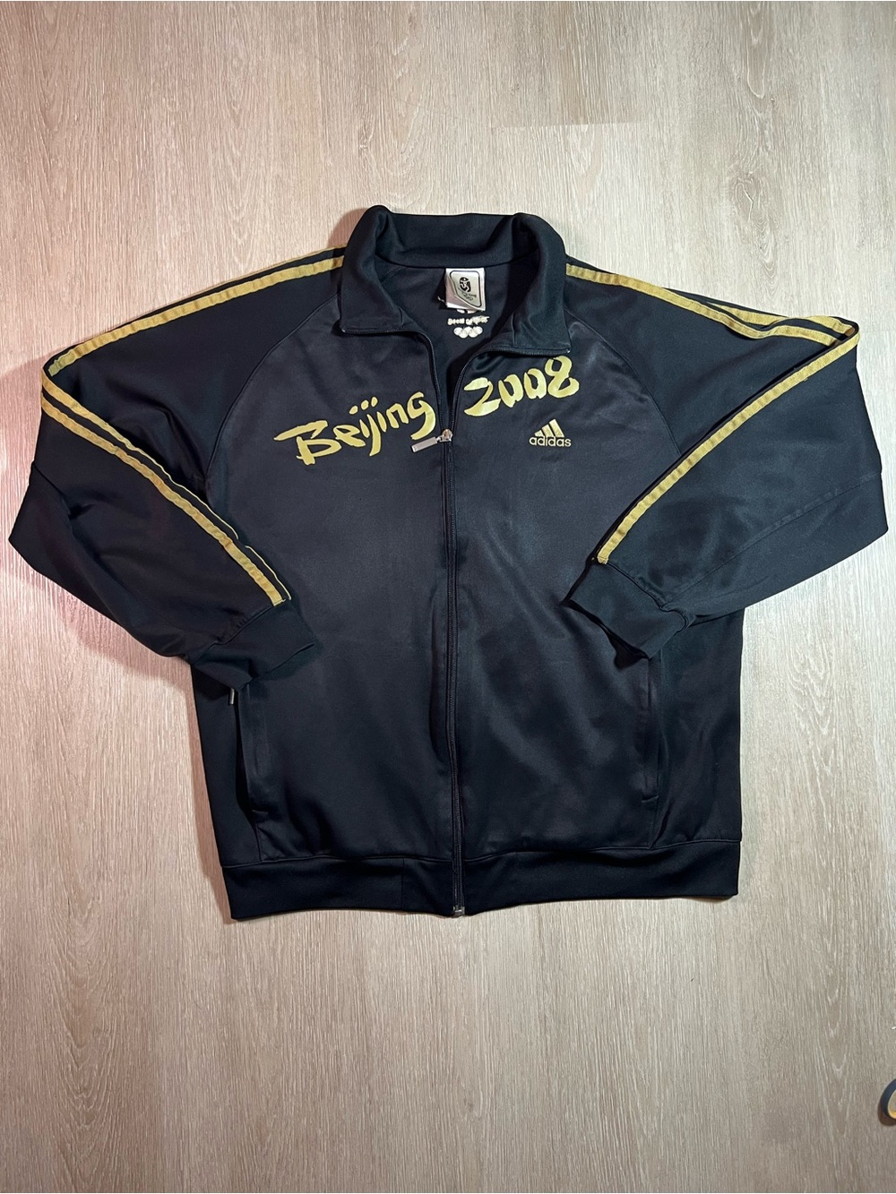 Adidas Beijing 2008 Track Jacket with Gold Trim and Text